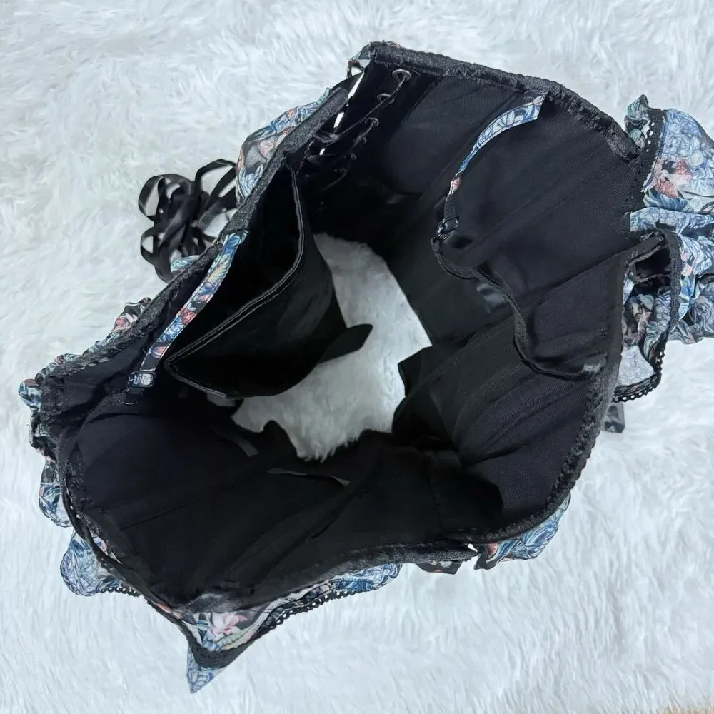 Corset Story Elegant Overbust Corset Top Floral Chiffon Sleeves US 16 NEW 36'' - Picture 9 of 15